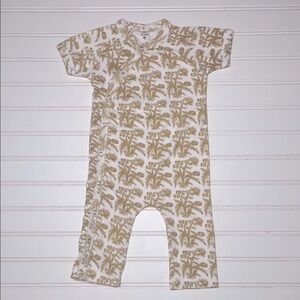 KATE QUINN EUC 100% Organic Cotton Sad Beige Foliage Kimono Style Jumpsuit